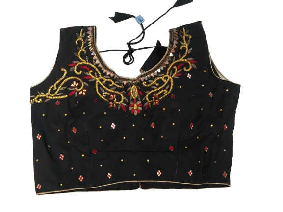 Raw Silk Black Designer Blouse 11